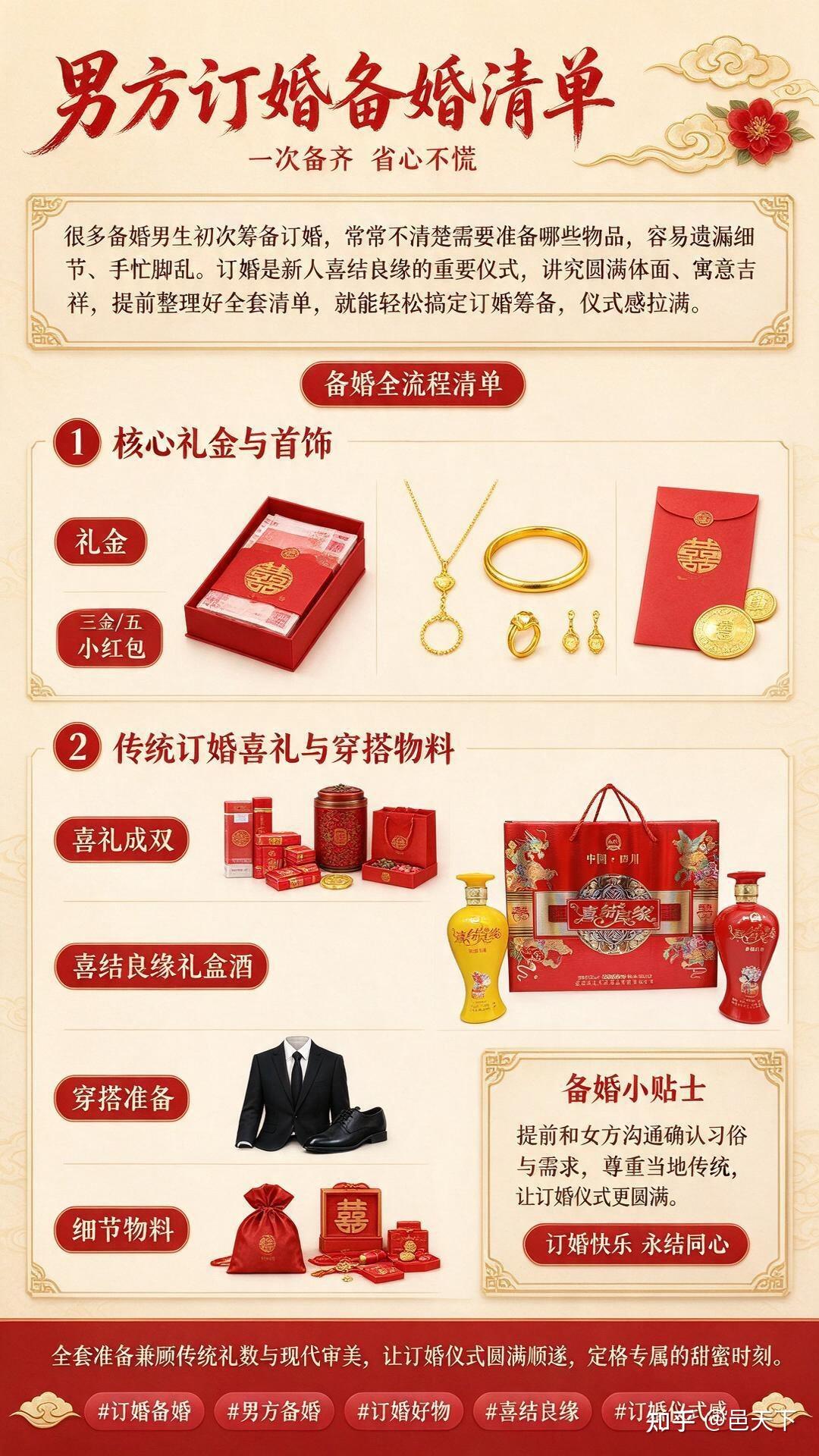 男方订婚必备物品清单，备婚不慌乱！