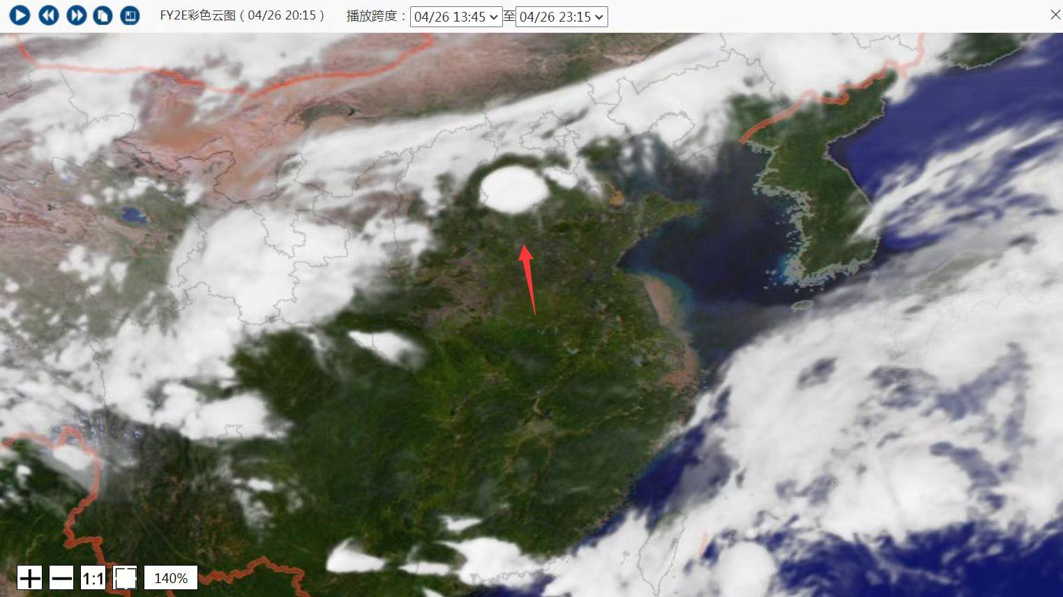从卫星云图上多次观察到河北m4左右地震云爆预测河北将发生m43地震