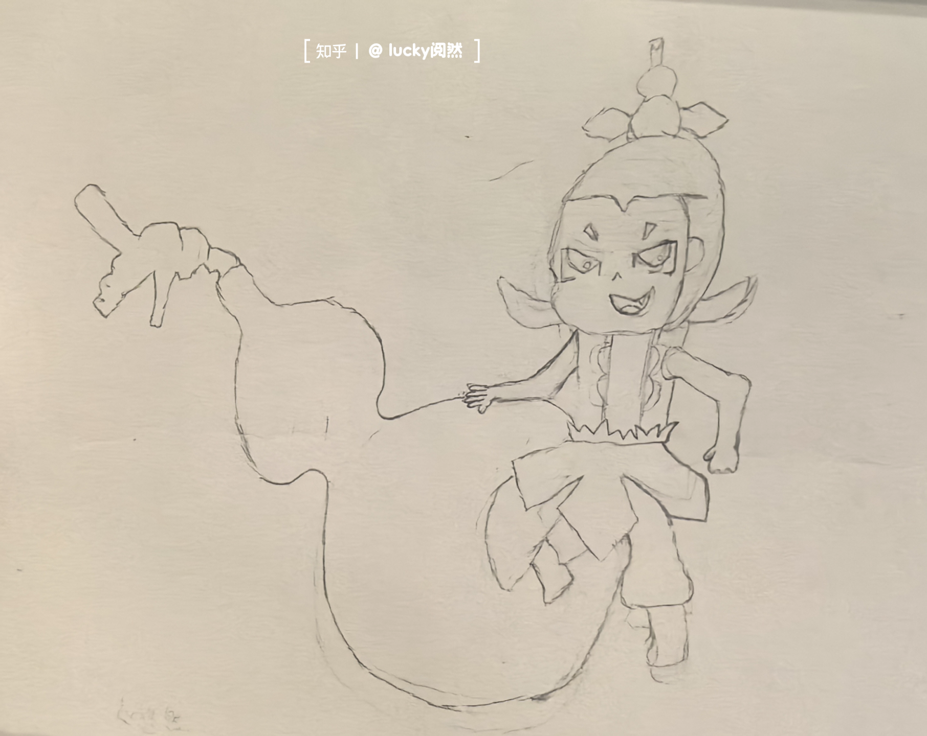 lucky阅然 的想法: 大女儿的葫芦娃铅笔画草图