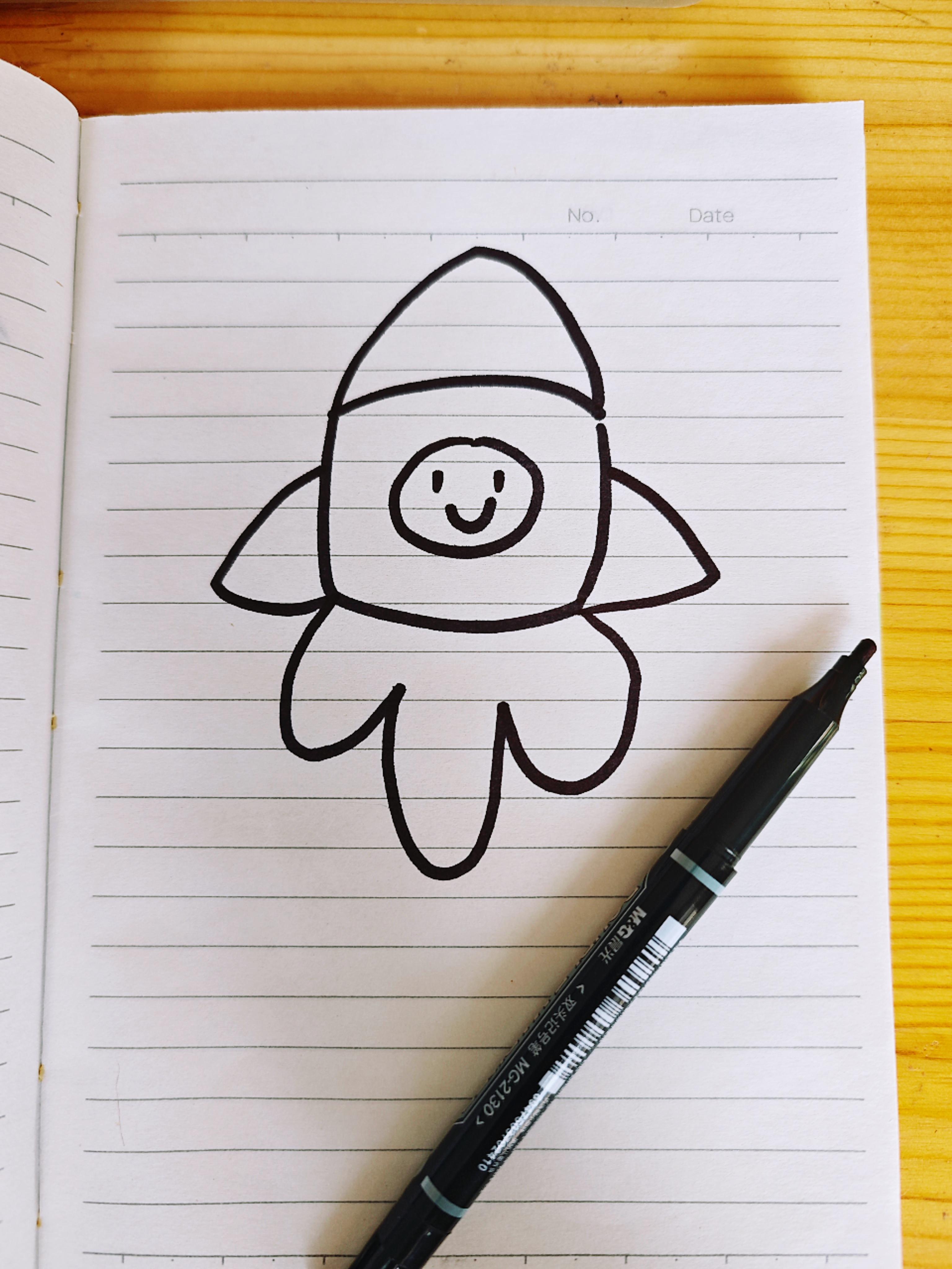 久圆老师 的想法: 超简单简笔画 | 教你画火箭🚀,准备321