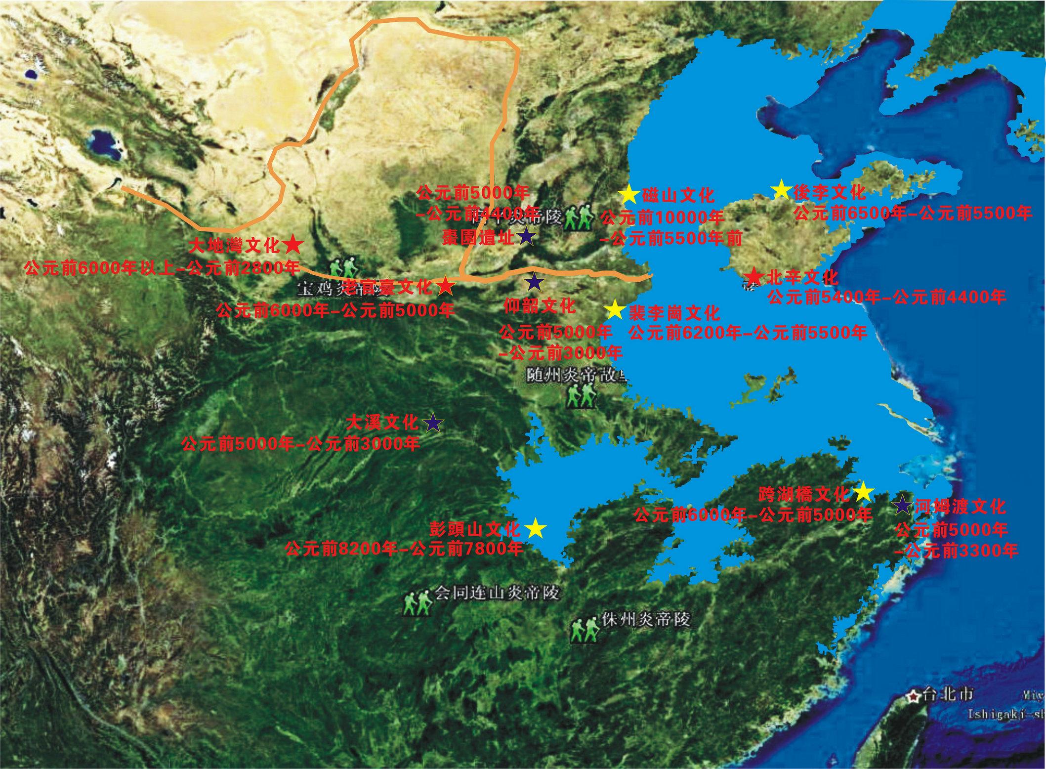 距今8000至4000年前,東亞氣溫由第四紀冰川的低溫點突然升高5℃,比二