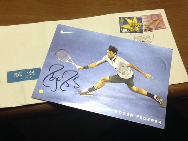 送费德勒亲笔签名照呀!