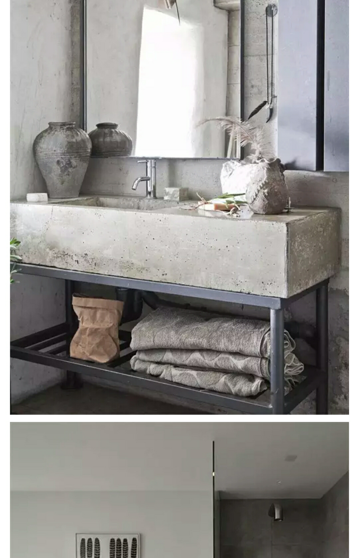 有没有好看的有水泥砌的简欧风格的洗面台?求大神上图?
