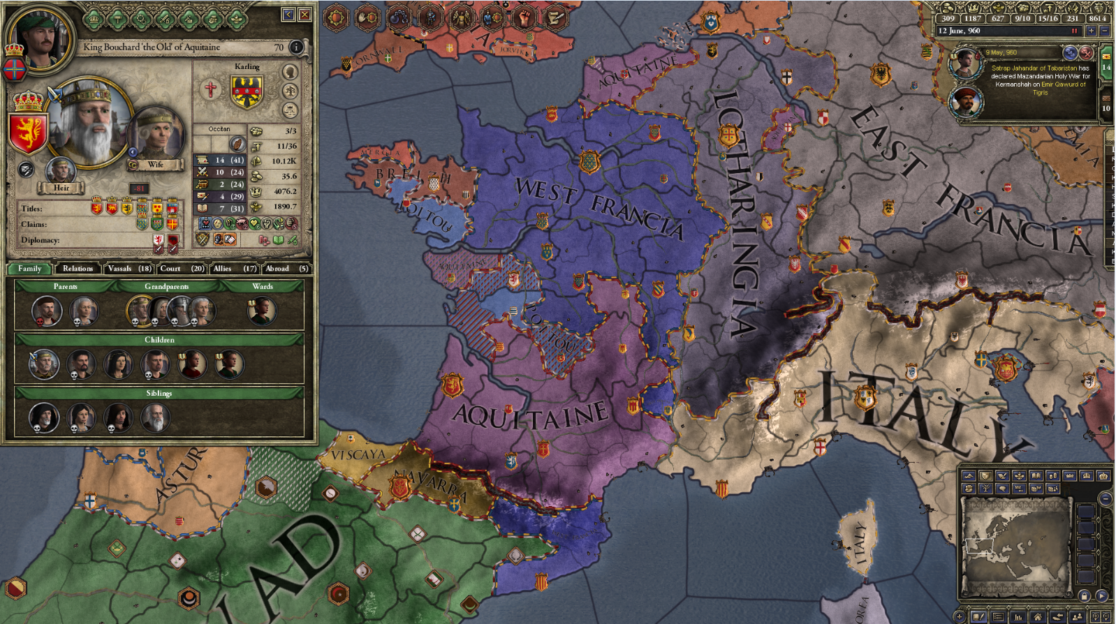 玩完欧陆风云和十字军之王2,我现在神罗50多个诸侯用英文大致都能拼