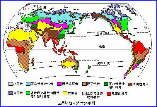 全球自然带分布图图片