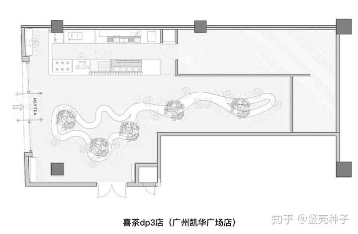 喜茶门店的一个平面案例,你体会一下逻辑