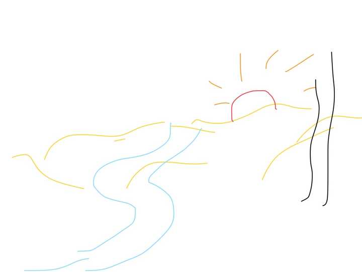 长河落日圆的简笔画图图片