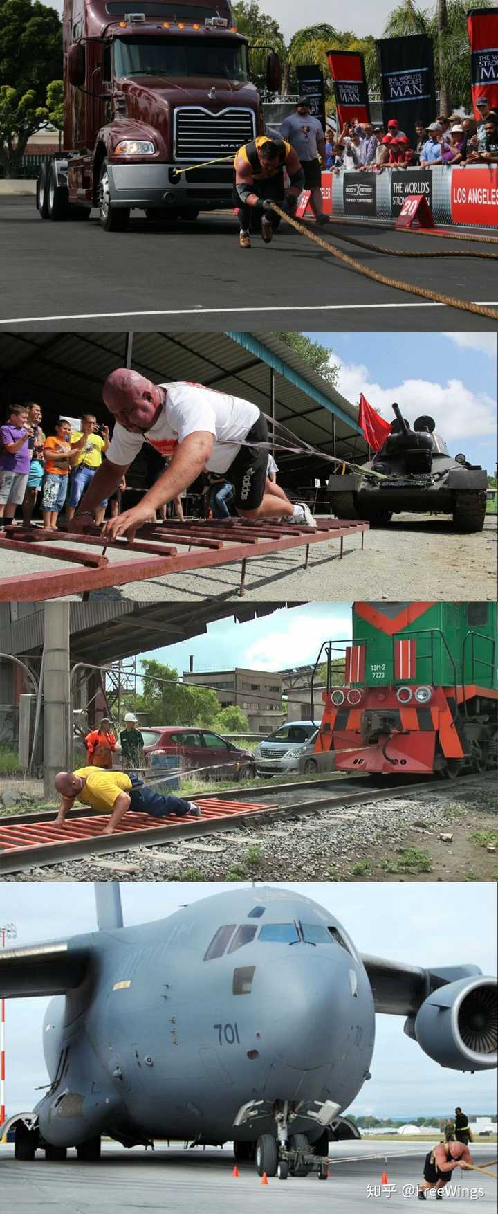 大力士可以拉卡车 拉坦克 拉火车 拉飞机,谁不服的拉个运输机看看