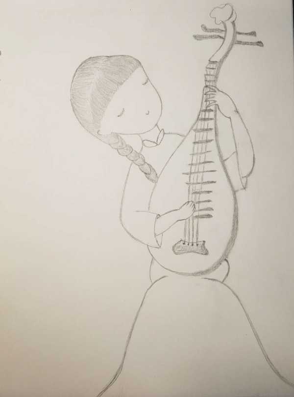 弹琵琶的简笔画儿童画图片