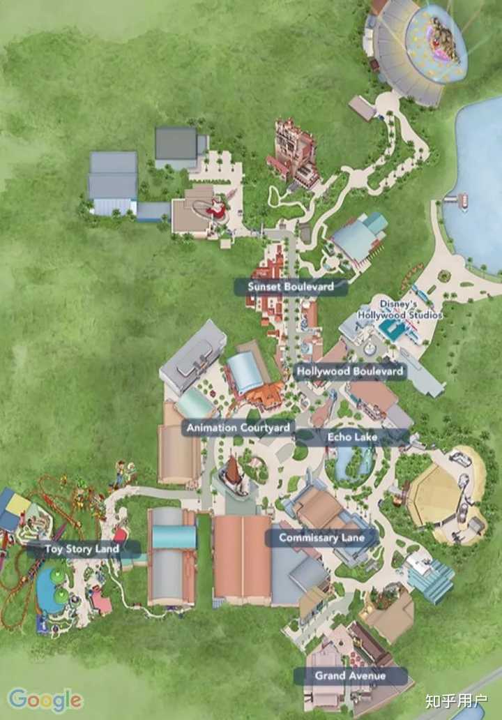 好莱坞影城园区地图一览(via google map)