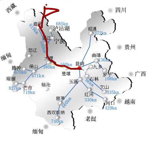 215国道云南省线路图图片