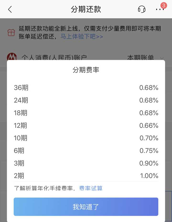 以招商銀行為例,信用卡中賬單分期與信用卡專門分期購車的費率對比如