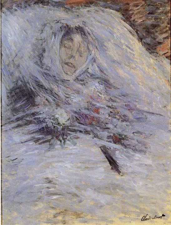 莫奈所画的,其妻子的临终遗照.