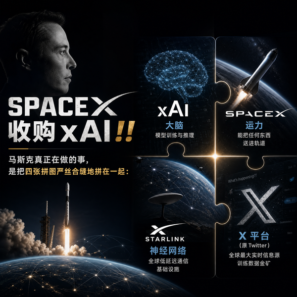 马斯克解散 xAI，并入SpaceX更名为SpaceXAI，此举整合 AI 与航天，背后有哪些考量？