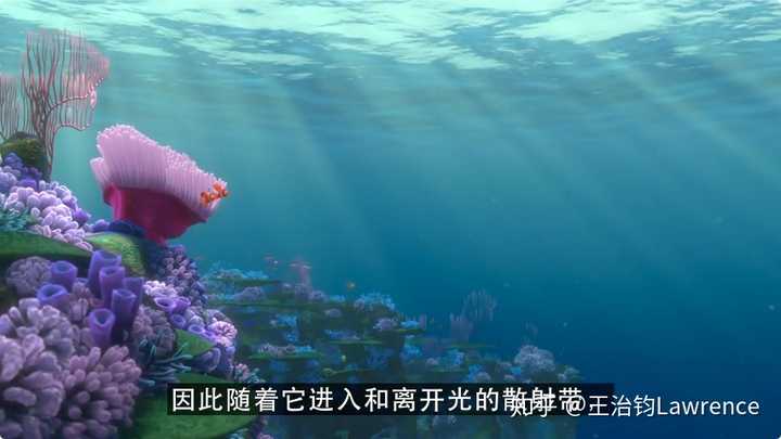 海底光线照射的条纹,就像你可以在池底看到的一样, 光线在海面上穿过