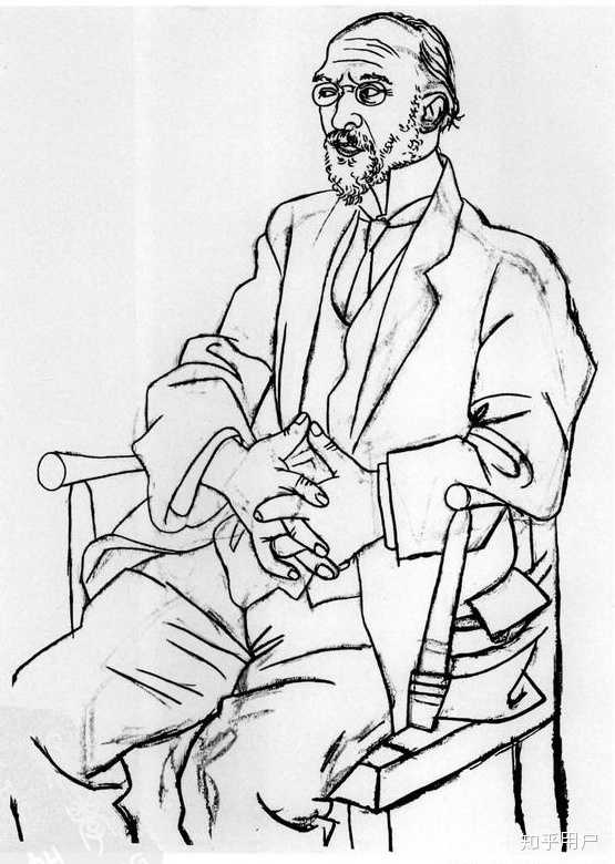 毕加索坐着的男人速写图片