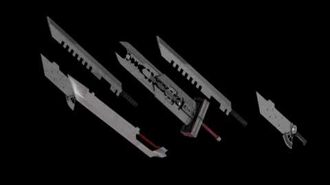 最终幻想 克劳德的 芬里尔六式 一套6把,可自由组装或拆分,相当之高端