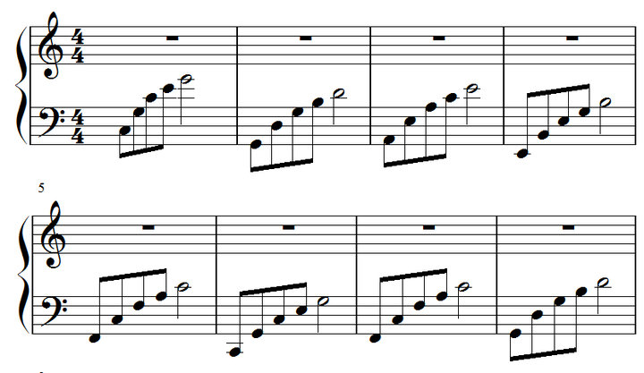 为了好听,我们把它改成分解和弦织体