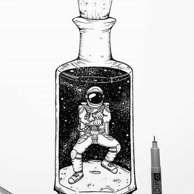 天文酷图##天文绘画# 宇航员,酷酷的绘画! 图片来自grant abernethy