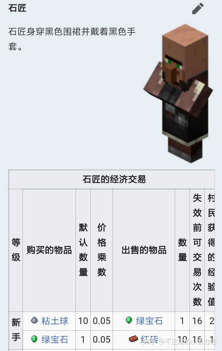 我的世界石匠交换的第一个是什么东西