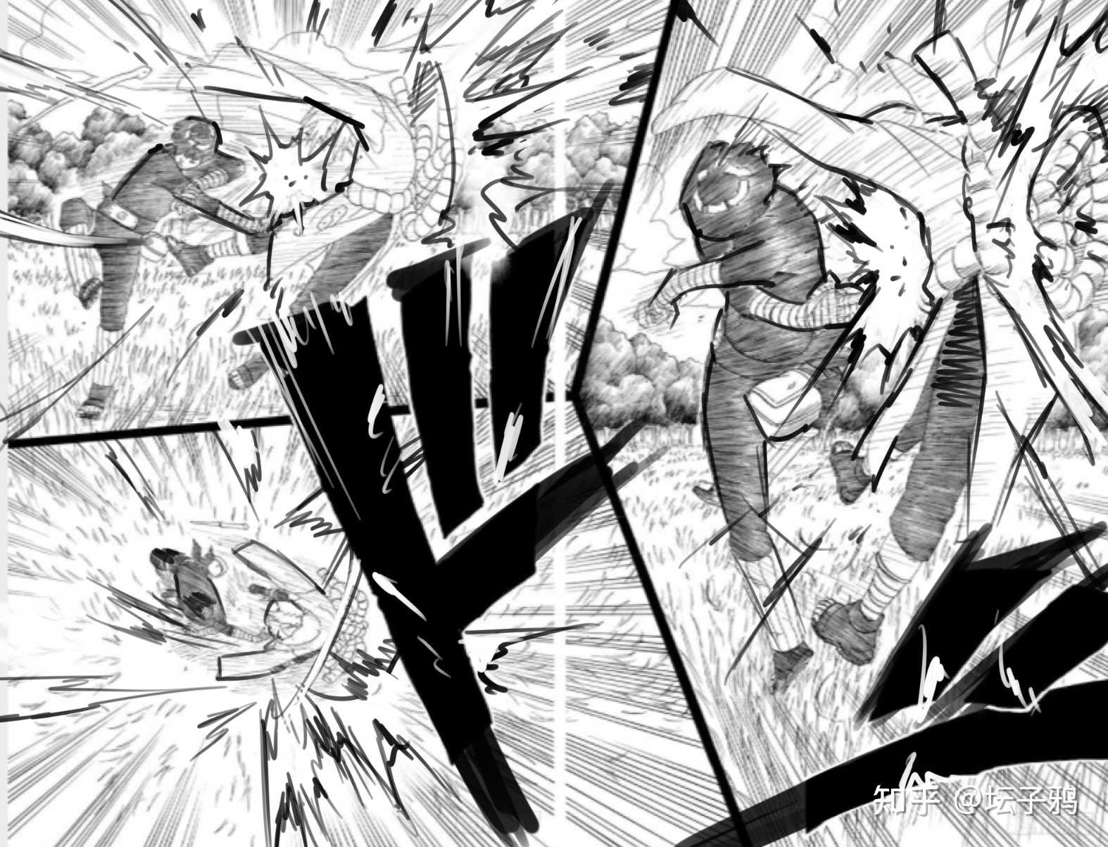 火影的三机位设计,如果是岸本首创,我觉得这个分镜技巧是可以在漫画