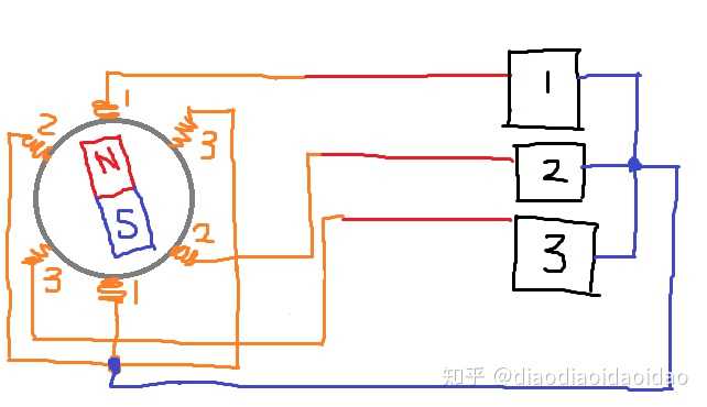 將回路線合併為一根後的電路示意,注意線路直接交叉代表是跨越過去的