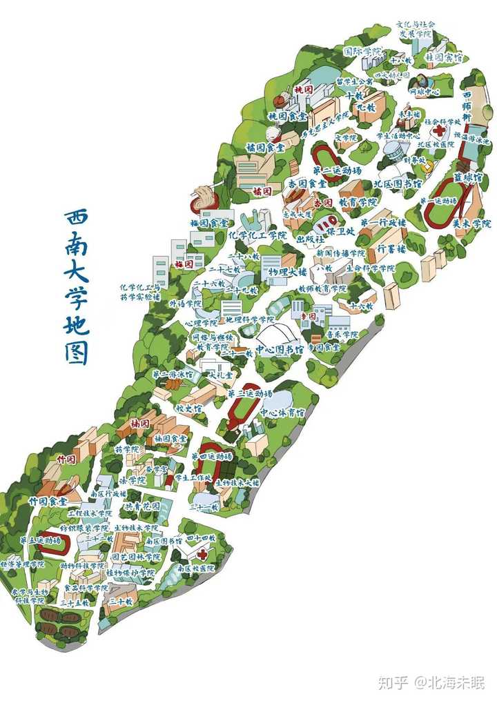 西南大学学院分布地图图片