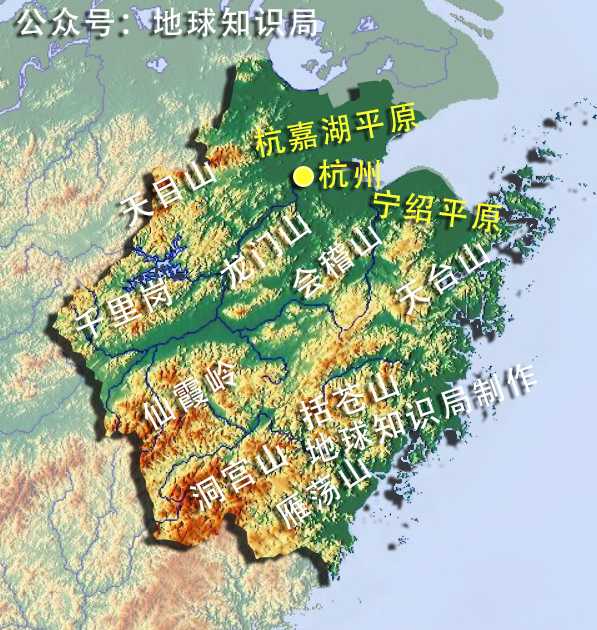 浙江海拔地形图图片