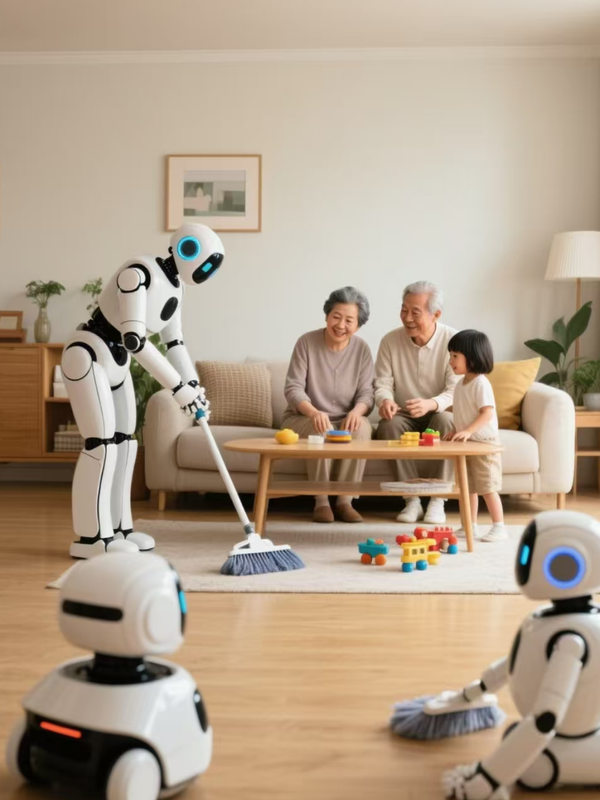 带双机械臂的人形机器人走入家庭，会不会成为家电恐怖谷？