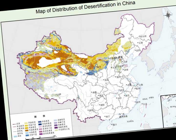 中国沙漠绿化前后地图图片