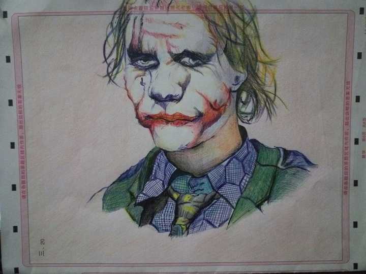 有哪些比较好的关于《黑暗骑士》里小丑形象的手绘作品?
