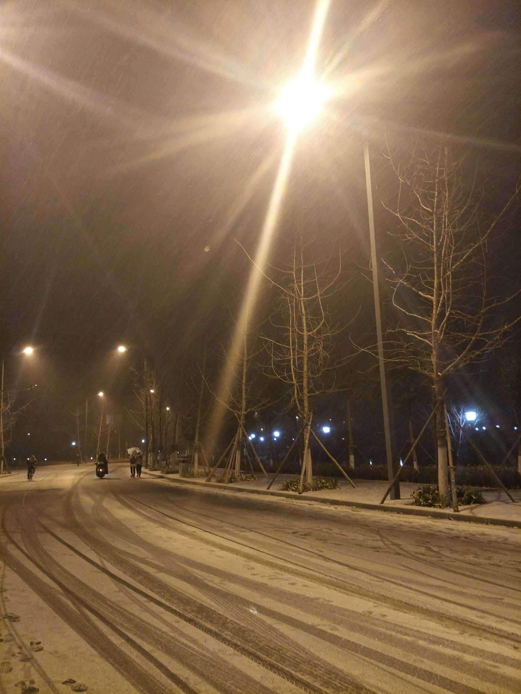 下雪了# 黑夜下雪了的洛阳
