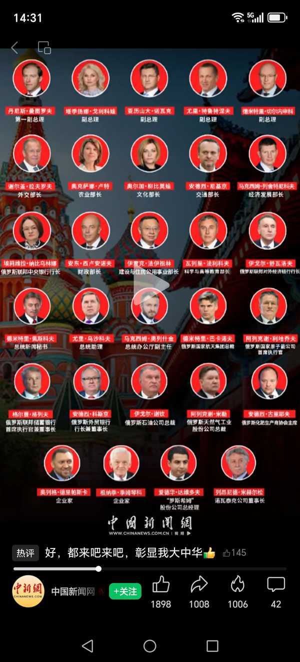 普京访华俄方代表团名单公布，含 5 位副总理 8 位部长，高规格阵容释放了哪些信号？