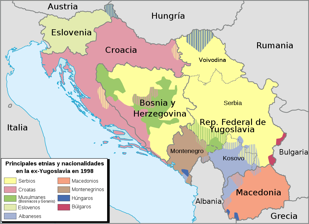 再来看看南斯拉夫各民族分布的今夕对比:本来就不大的国家(比广西大一
