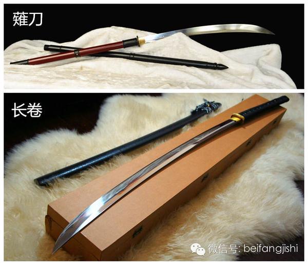 下图为明代御林军刀,第一把为明代御林军刀实物,第一把更偏向于现在的