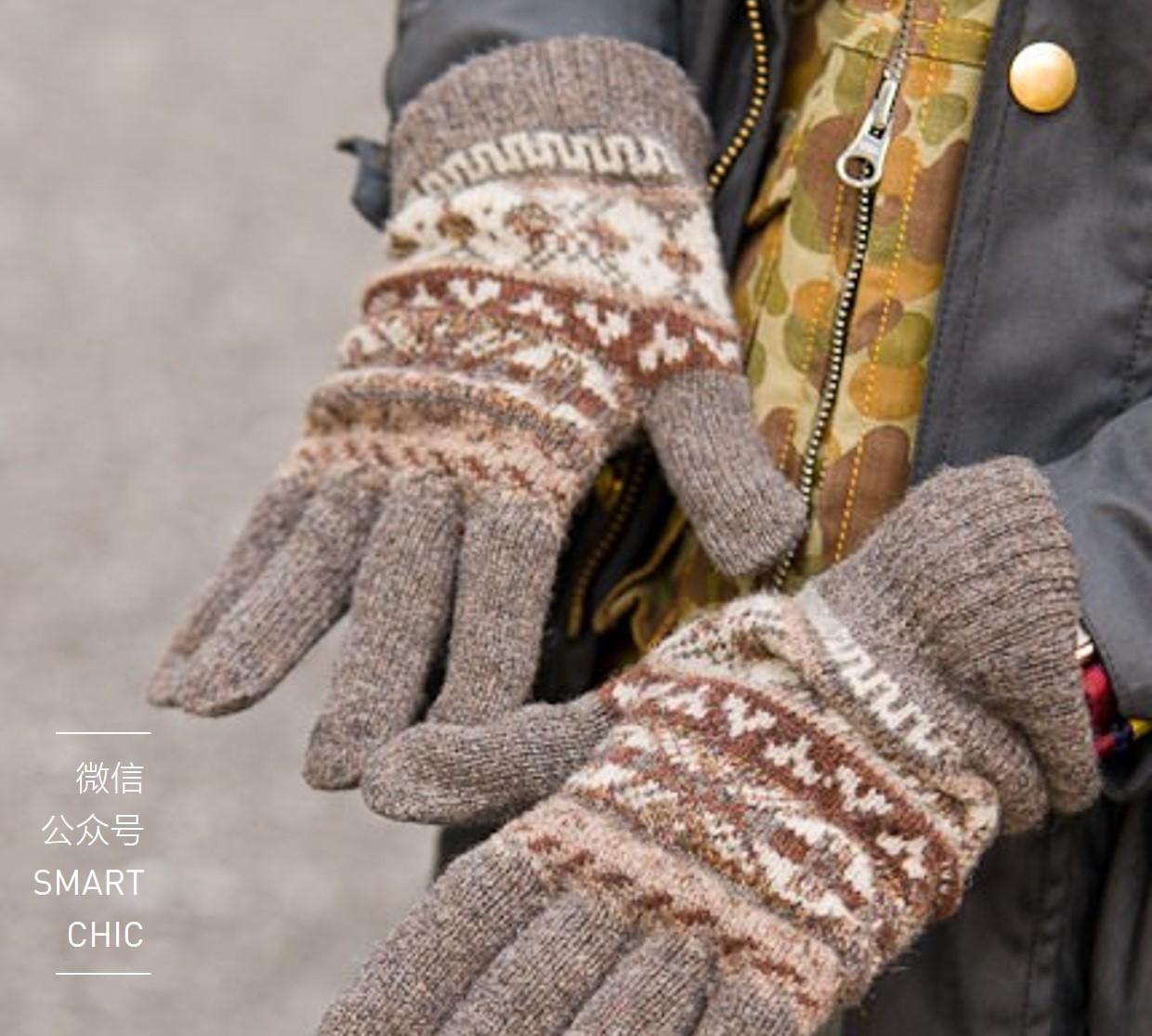 2011秋冬新款 提花纹内胆加厚双层女士手套保暖分指针织毛线手套_elsa1211