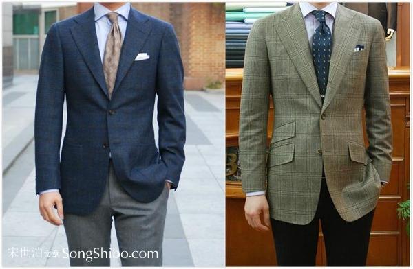 偏正式的夹克的袖长较短,以套装为参考,袖子长度一般是衬衫在正装外面