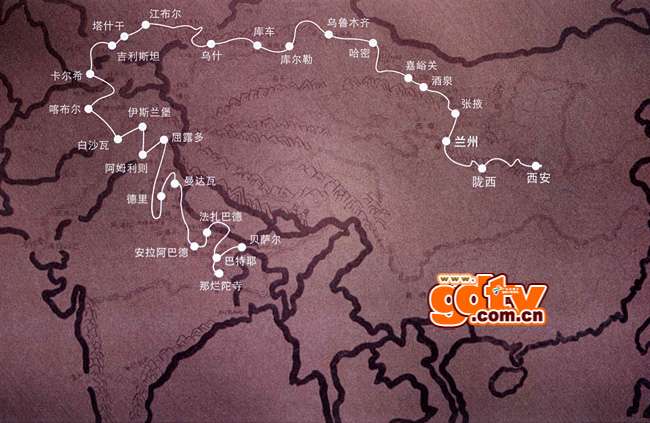 这是唐玄奘的西行路线,我们可以认为是西游记的西行路线了.