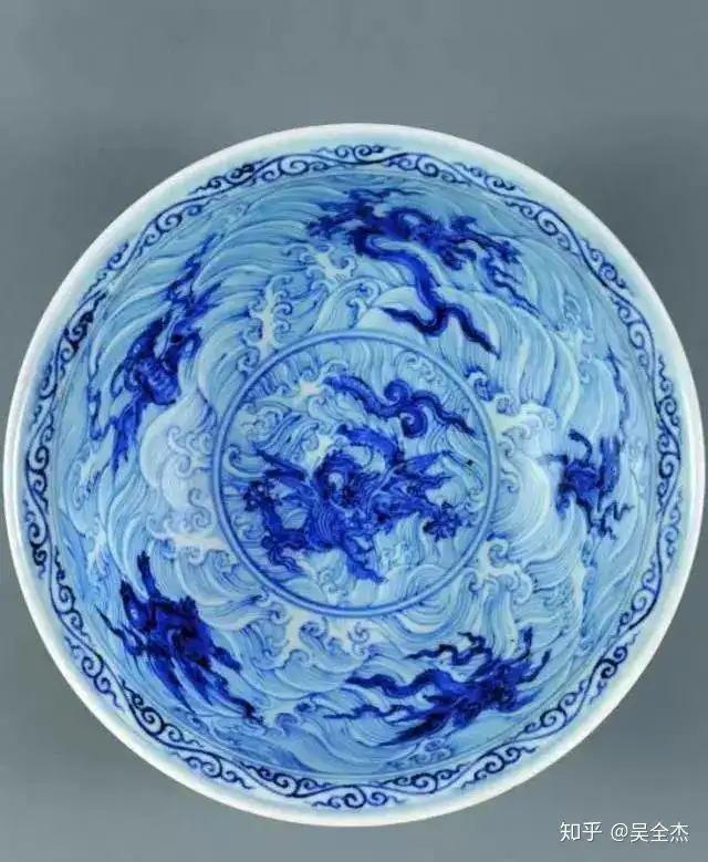 中国古美術品　明代成化年製　芙蓉手　染付(青花)花鳥文盤 茶托4客　皿