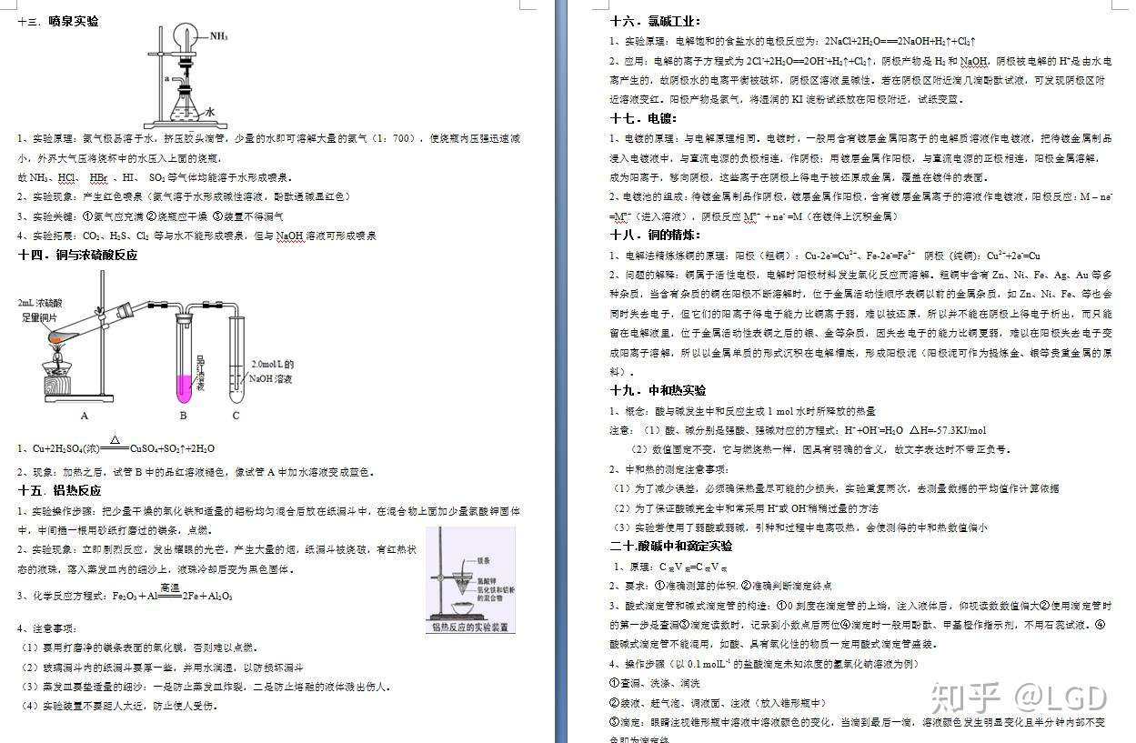 高中化学常考的29个实验总结来啦 不想丢分的同学快坐下 知乎