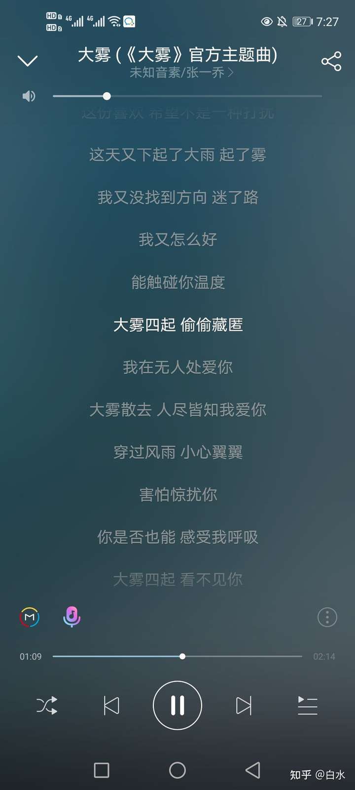 大雾歌曲歌词图片