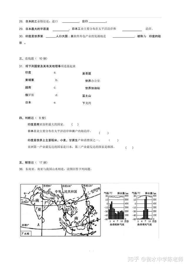 年中考地理必考的75个简答题 看你会几个 知乎