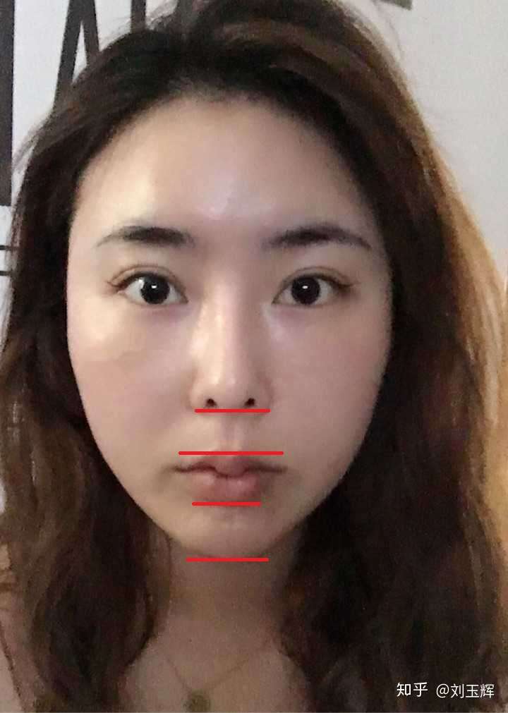 人中看起来会有些长,但是量过又符合是下巴一半长的