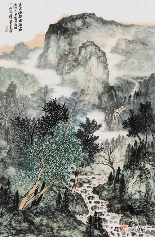 上品】 肉筆 伝統芸術180cmの巨大絵画です 中国画 山水絵 水墨画 美術