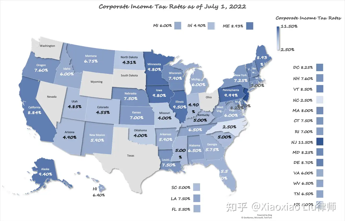 2022美国50州企业所得税最全整理- 知乎