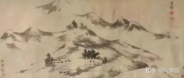 珍品旧藏中国古画【呉冠中江南風景】逸品四尺横断幕書画山水題材集宝