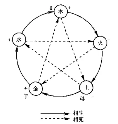 生我者為母,我生者為子,五行相生,指五行中的某一行對其子行的資生