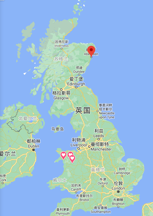 的太偏了,苏格兰的最北边,给题主个截图,自己体会,红点是阿伯丁的位置