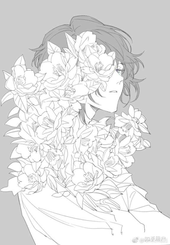 有没有男孩子手里抱着满天星花束的动漫图片可以做头像的