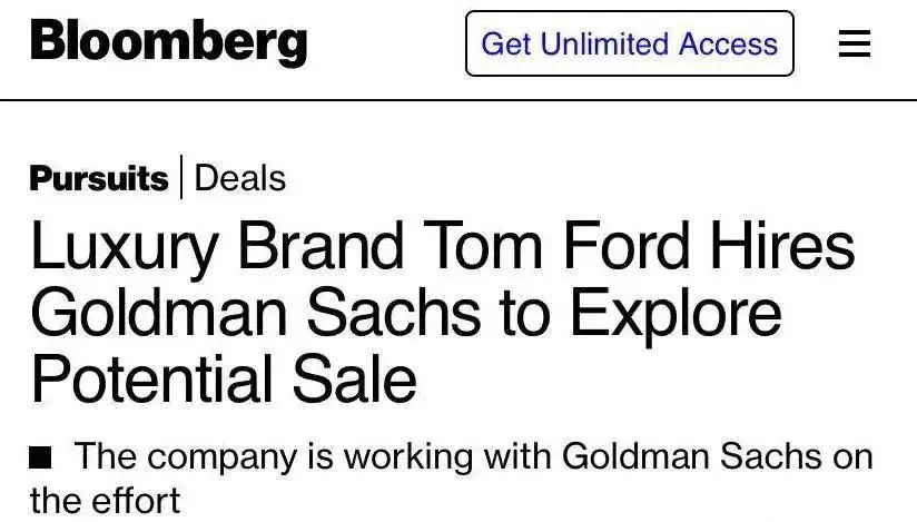 Luxury brand Tom Ford hires Goldman Sachs to explore potential sale